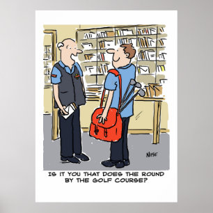 Poster Postman tem uma rodada perto de um campo de golfe