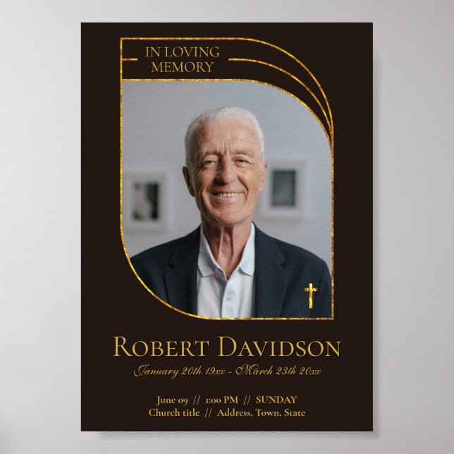 Poster Posto de Anúncio do Funeral Digital Castanho Escur (Frente)