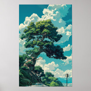 Poster Posto de árvore e raposa inspirado no Whimsical St