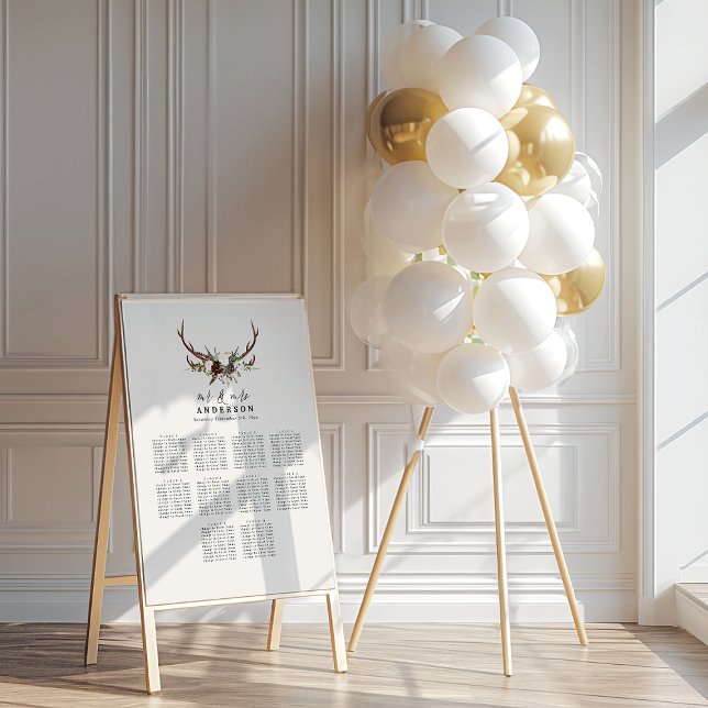 Poster Posto de assentos para casamentos botânicos florai (Criador carregado)