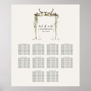 Poster Posto de assentos para casamentos botânicos florai