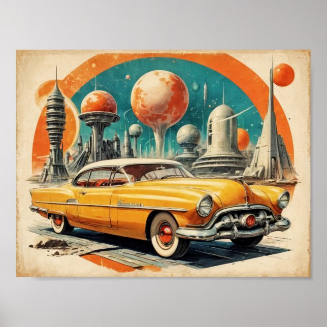 Poster Posto de Combustível de Carro Retro Futurismo dos  (Frente)