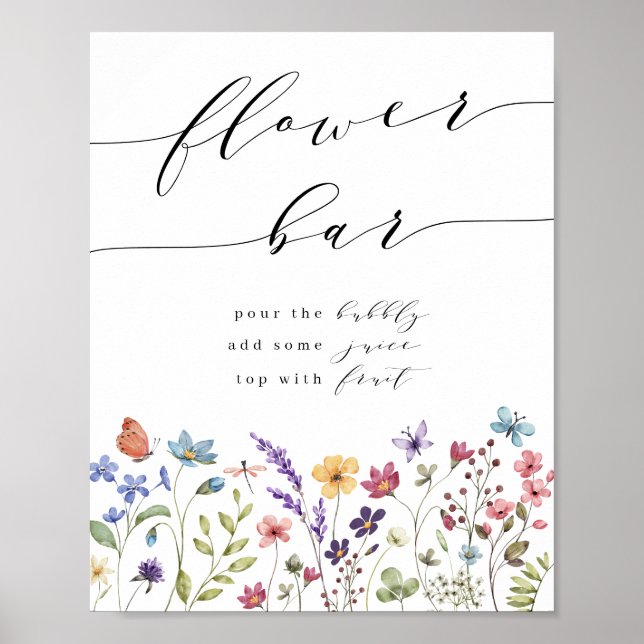 Poster Posto de Flores para Chá de Noiva Floral de Primav (Frente)