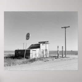 Pôster Posto de Gasolina Abandonado, 1937. Foto Antiga
