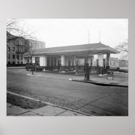 Pôster Posto de Gasolina Amoco, 1925. Foto Antiga