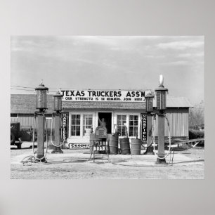 Pôster Posto de gasolina - Edcouch, Texas: 1939