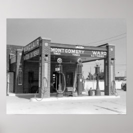 Pôster Posto de Gasolina Sinclair, 1939. Foto Antiga