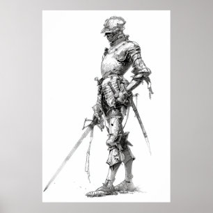 Poster posto de Ilustração Militar Landknecht do século X