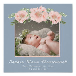 Pôster Posto de infantários do Chá Dusty Blue Pink