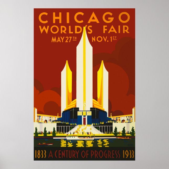 Poster Posto Fair Century of Progress 1933 de Chicago (Frente)