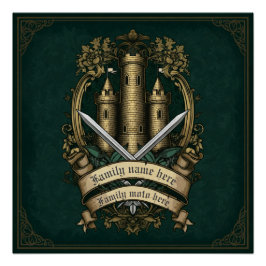 Pôster posto Medieval Personalizável "Castle Crest of Hon