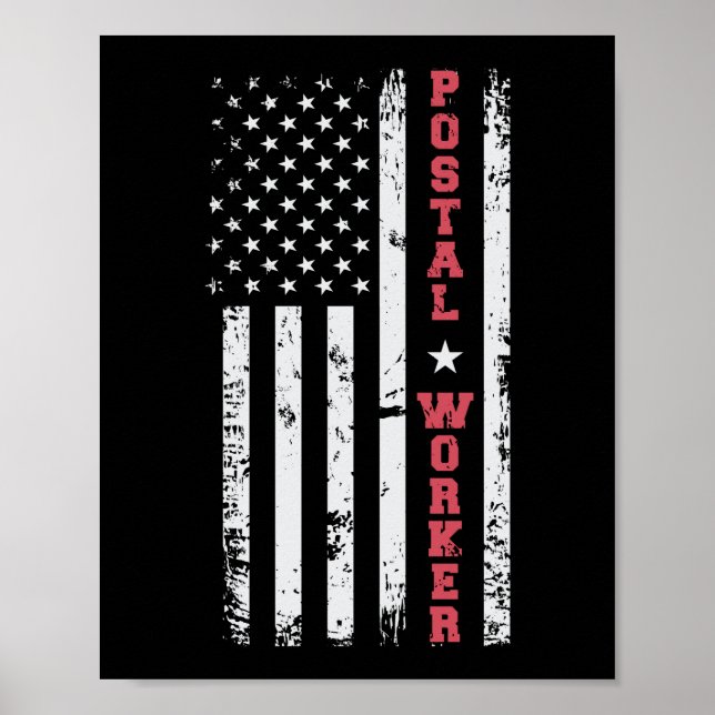 Poster Posto Office Patriotic Postal Worker Bandeira Amer (Frente)
