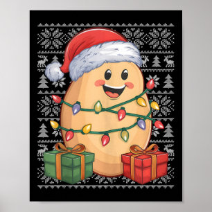 Poster Potato Xmas Sweet Style Ugly Santa Hat Potato Ch