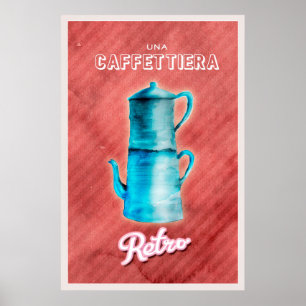Poster Pote de café da Vintage Azul
