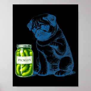 Poster Pote de ckle de cachorro Pug vintage