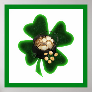 Poster Pote de Shamrock Dourado e Grande