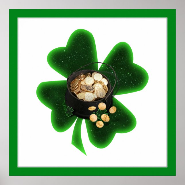 Poster Pote de Shamrock Dourado e Grande (Frente)