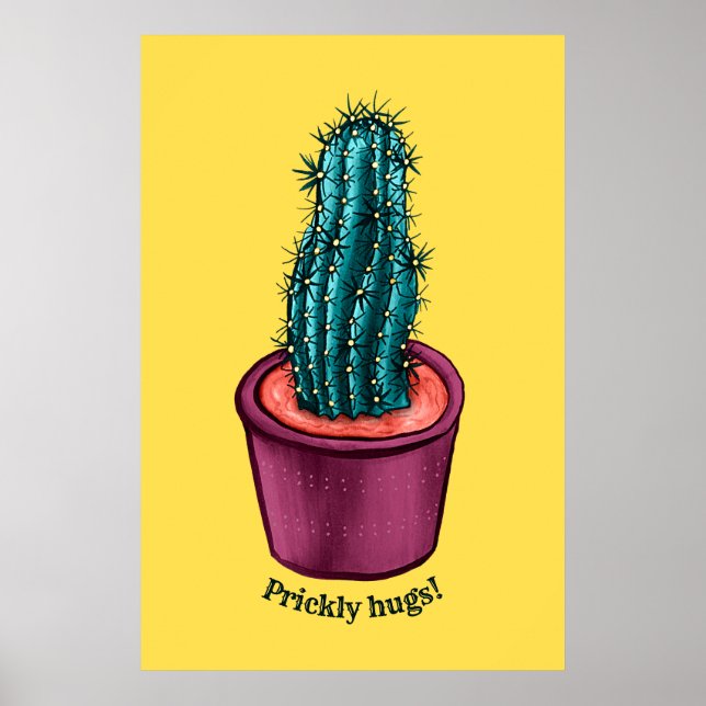 Poster Pote Trippy Cactus Engraçada Abraços Psicodélicos (Frente)