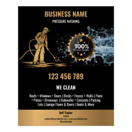 Pôster Potência de lavagem da pressão profissional Dourad