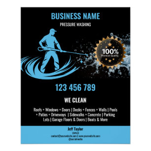 Pôster Potência de lavagem da pressão profissional Dourad