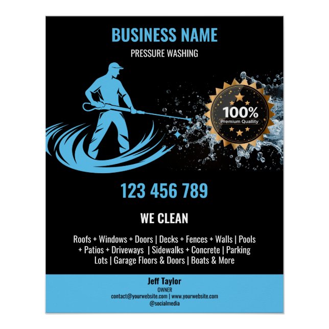 Pôster Potência de lavagem da pressão profissional Dourad (Frente)