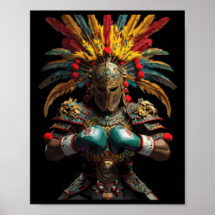 Poster Potência do Guerreiro Asteca no Boxim Mexicano