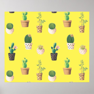 Poster Potes de Suculento do Deserto Verde