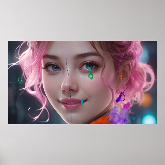 Poster Potpourri de Arte  Retrato de Menina Abstrato (Frente)