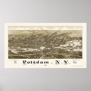 Pôster Potsdam, mapa panorâmico de NY - 1885