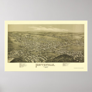 Pôster Pottsville, mapa panorâmico do PA - 1889