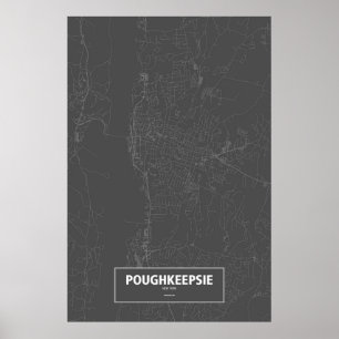 Poster Poughkeepsie, New York (branca no preto)