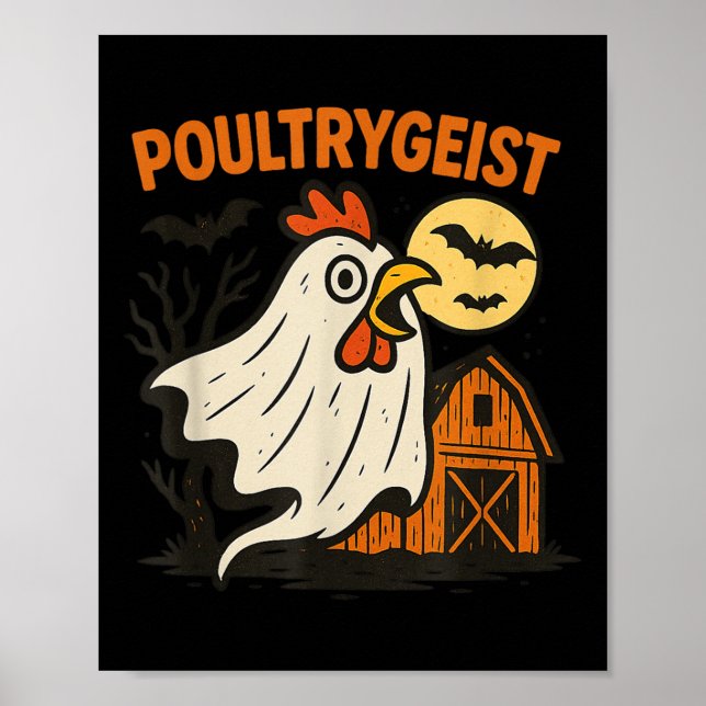 Poster Poultrygeist Engraçado Galinha Fantasma Datas do D (Frente)