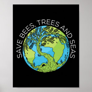 Poster Poupança De Árvores De Abelhas E Mares Alterações