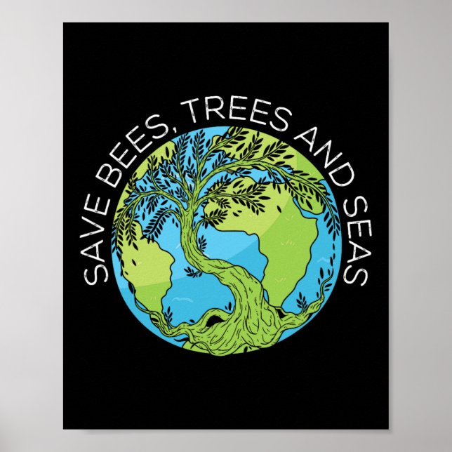 Poster Poupança De Árvores De Abelhas E Mares Alterações  (Frente)