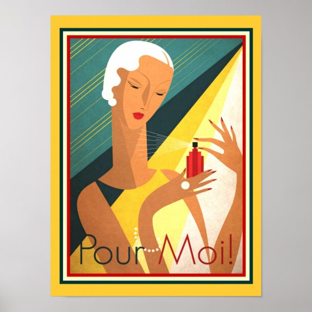 Poster Pour Moi French Deco Parfum Ad 12 x 16 (Frente)