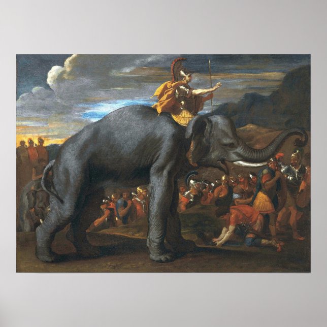 Poster Poussin - Aníbal Cruzando os Alpes num Elefante (Frente)