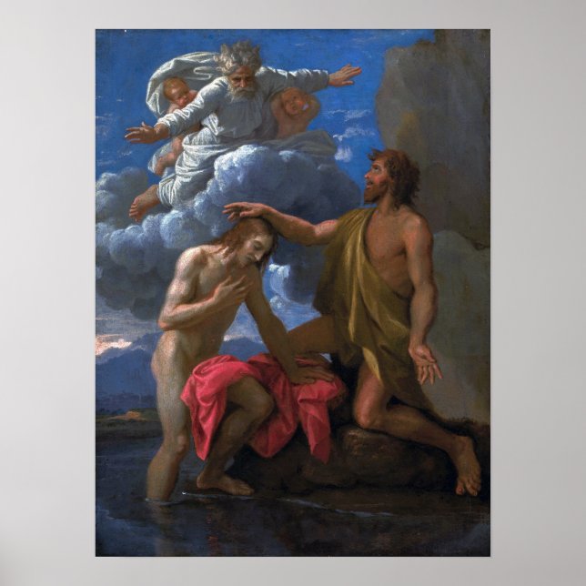 Poster Poussin - São João Batizando Cristo (Frente)