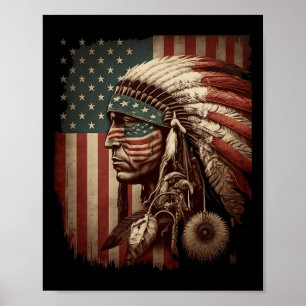 Poster Povos Indígenas Tribais Cg Nativos Americanos Indí
