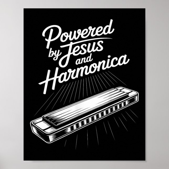 Poster Powered By Jesus And Harmonica Christian Music  (Frente)