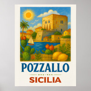 Poster Pozzallo Sicilia com La Torre Cabrera