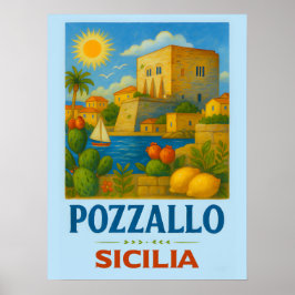 Poster Pozzallo Sicília com La Torre Cabrera