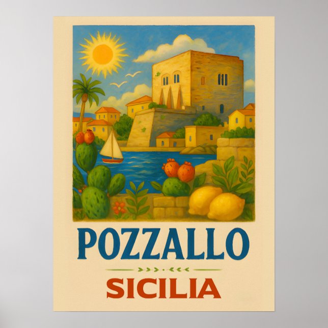 Poster Pozzallo Sicilia featuring La Torre Cabrera (Frente)