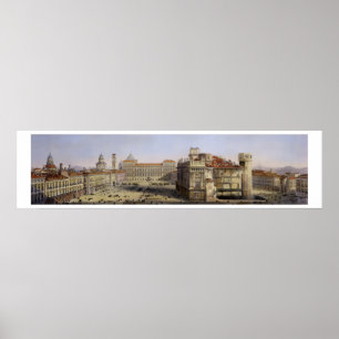 Pôster Praça Castello, Turin, gravado por F. Citterio (c