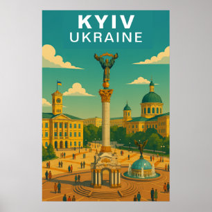 Poster Praça Central Grandiosa de Kiev Ucrânia Viagem