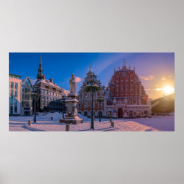 Poster Praça da Prefeitura de Riga no inverno
