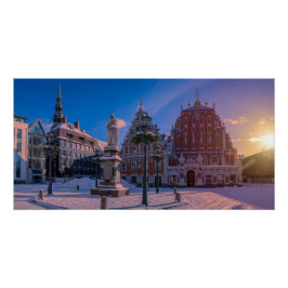 Pôster Praça da Prefeitura de Riga no inverno