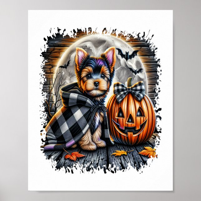 Poster Praça do Halloween do Yorkie Dog (Frente)