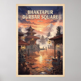 Poster Praça do Palácio de Bhaktapur Nepal Viagens Antiga