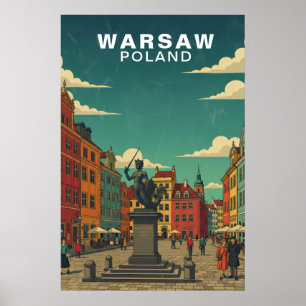 Poster Praça Histórica e Estátua da Sereia de Varsóvia, P