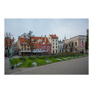 Pôster Praça Livu em Riga, Letónia